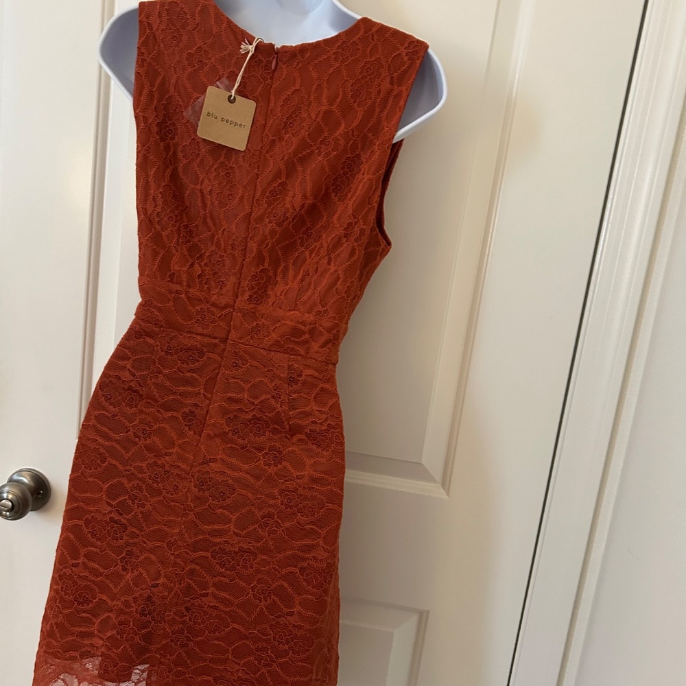 Blu Pepper Women’s Orange Lace Dress - Size M (NWT) - Picture 4 of 5